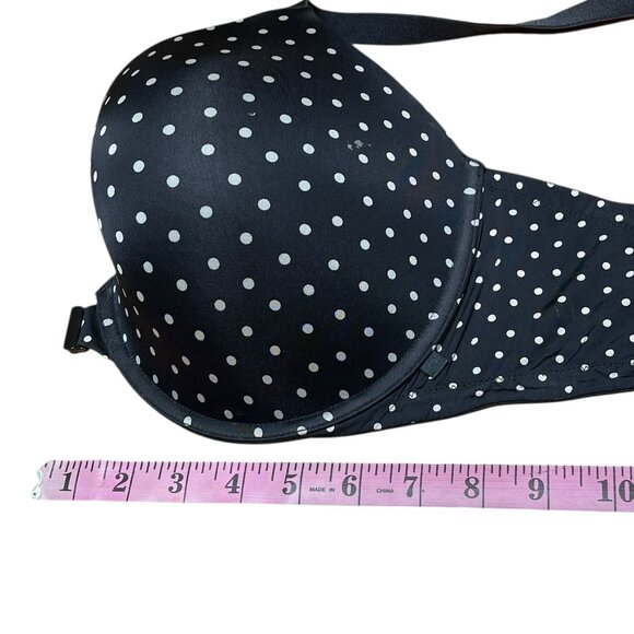 Victorias Secret 38DDD Black & White Polka Dot Push-Up Bra With Lace Racerback D - Picture 4 of 10